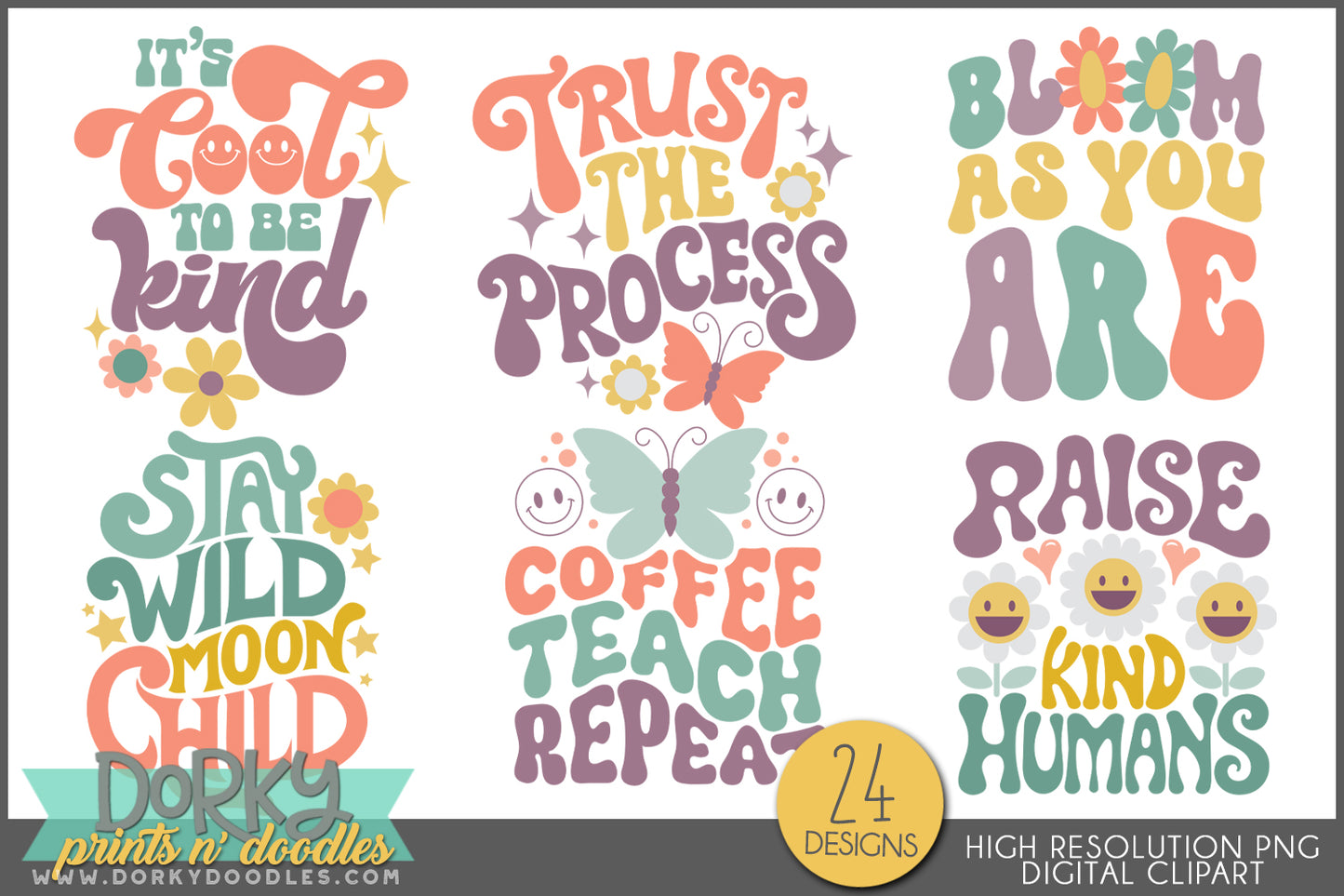 Fun and Groovy Positive Sayings Clipart