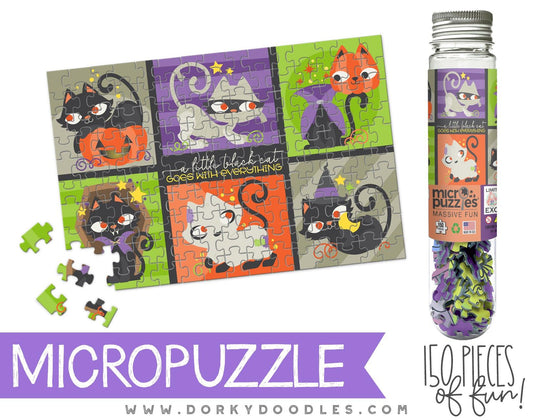 Halloween Cats Micro Puzzle - Small 4x6 Inch Micropuzzle Gift - Dorky Doodles