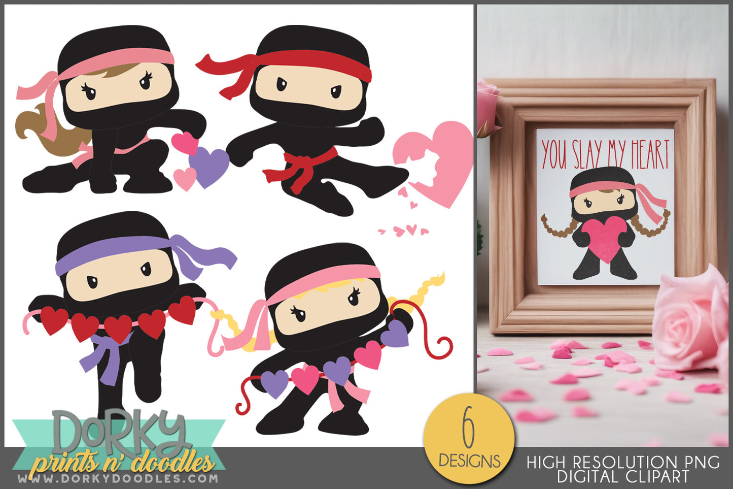 Heart Ninjas Valentine Clipart