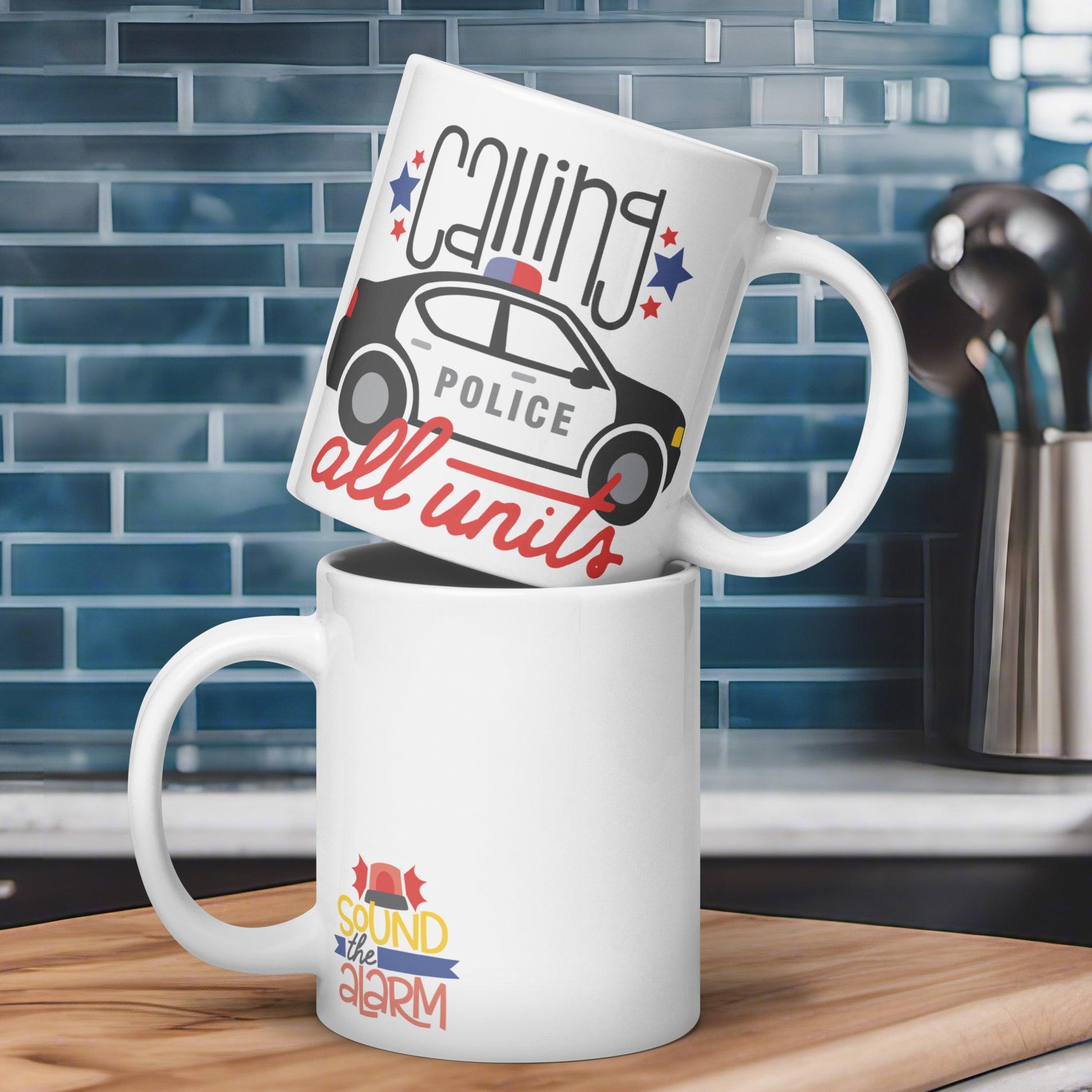 Hero in a Mug: White Glossy Police Car Mug for Everyday Heroes - Dorky Doodles