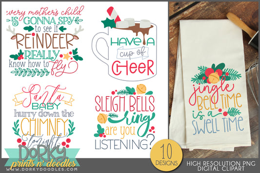 Holiday Song Lyric Designs - Musical Christmas Clipart