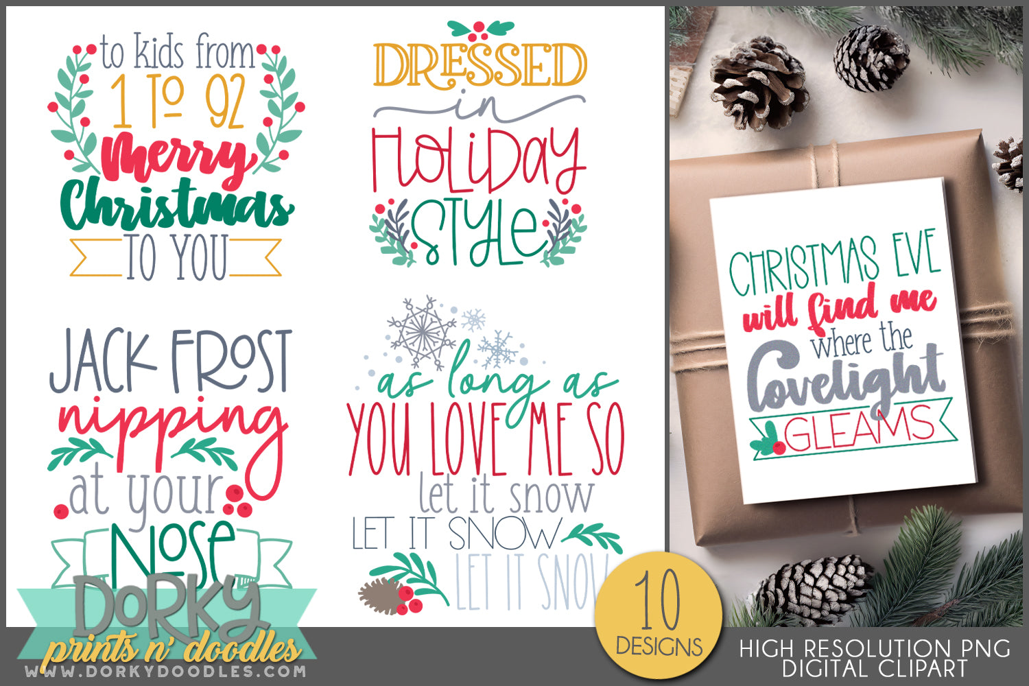 Holiday Song Lyric Designs - Musical Christmas Clipart – Dorky Doodles