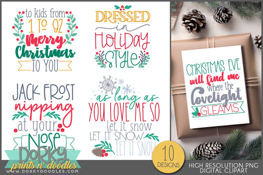 Holiday Song Lyric Designs - Musical Christmas Clipart