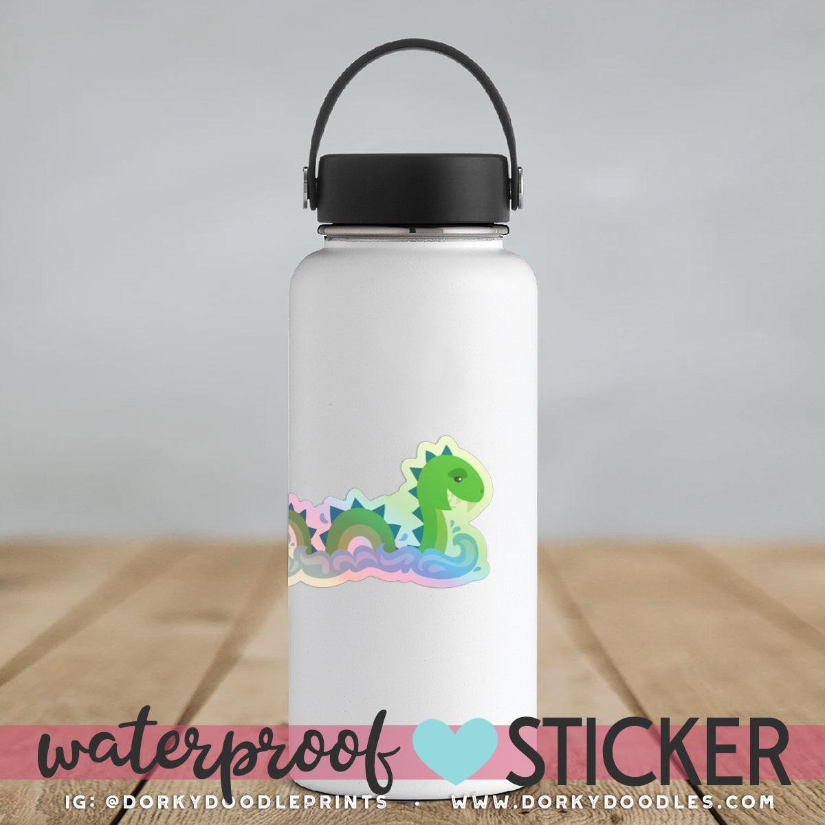 Holographic Sea Monster Large Waterproof Sticker - Dorky Doodles