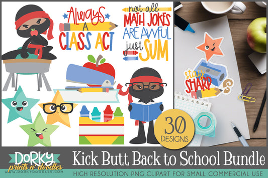 Funny Back to School Clipart Bundle