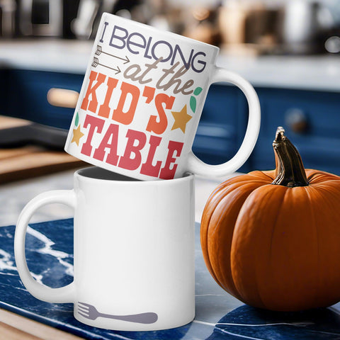 Kid's Table Confession: White Glossy Thanksgiving Mug - Dorky Doodles