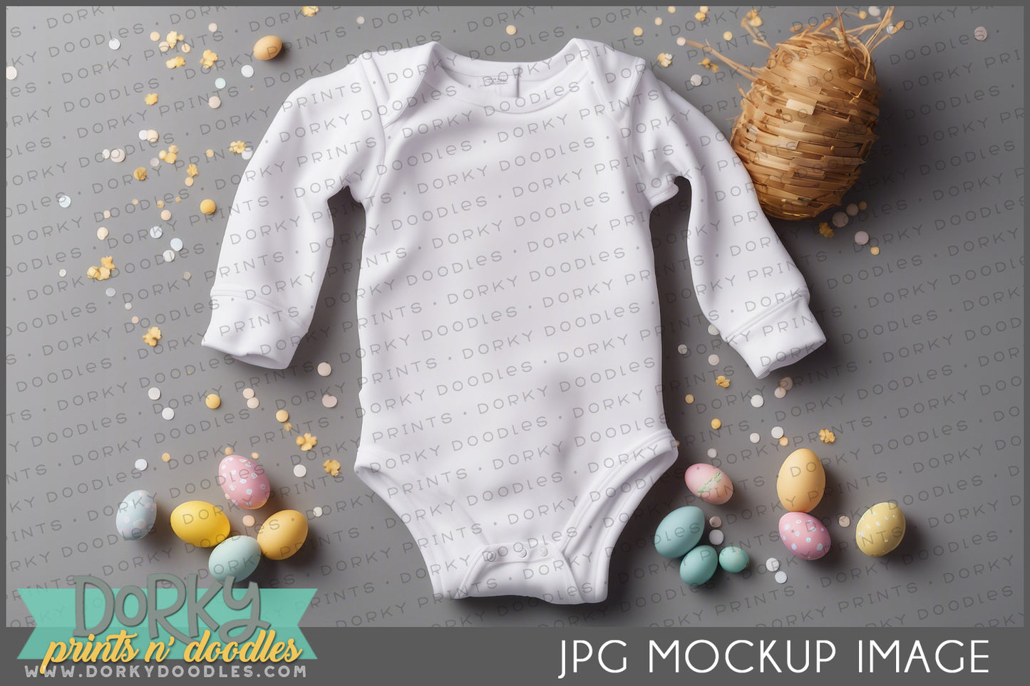 Baby Onesie Mockup Image for Spring or Easter