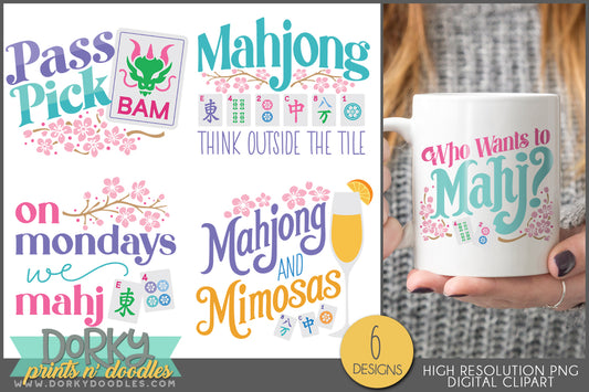 Fun American Mahjong Sayings Clipart