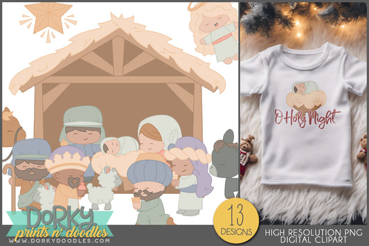 Cute Nativity Graphics - Whimsical Christmas Clipart