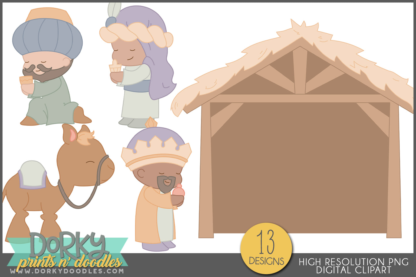 Cute Nativity Graphics - Whimsical Christmas Clipart