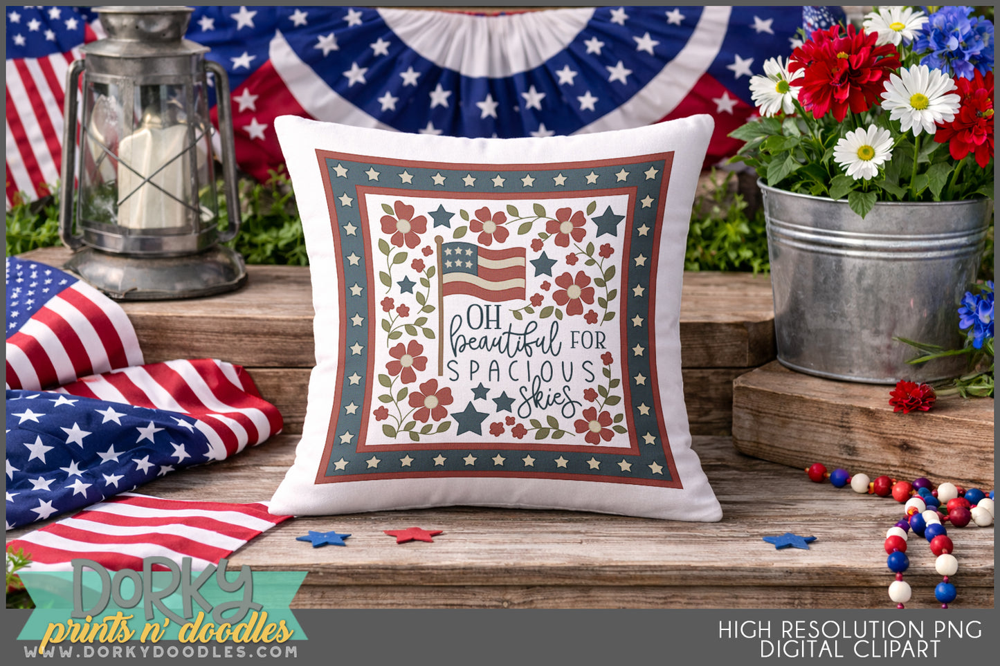 Patriotic 4th of July Squares Summer Clipart
