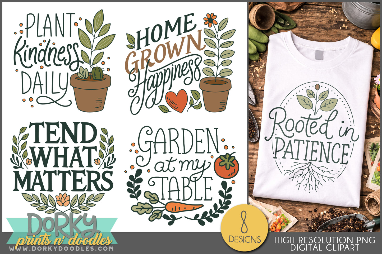 Plant Kindness Garden Wordart Clipart