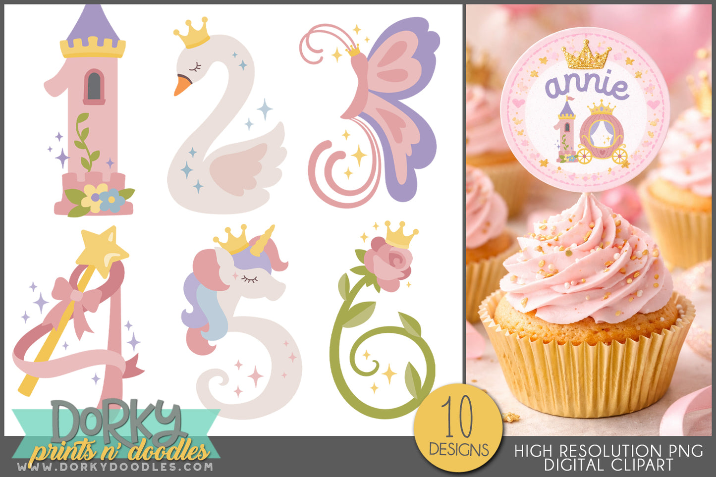 Fairytale Princess Number Symbols Clipart