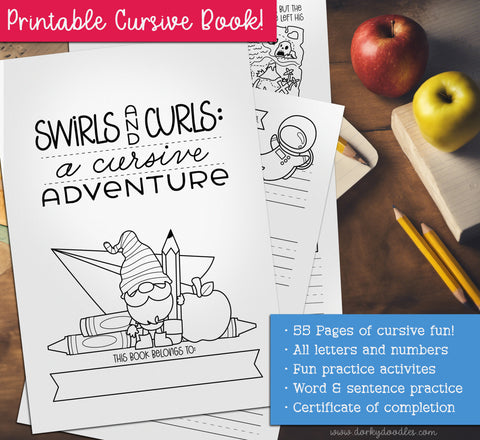 Swirls and Curls: Cursive Writing Practice Kids - Fun Learning Printables