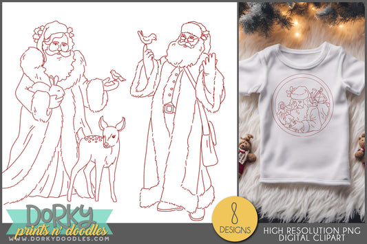 Redline Vintage Santa Designs - Whimsical Christmas Clipart