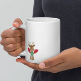 Christmas Santa's Cookies Reindeer Mug - Large 20 Ounce White Glossy Mug for the Holiday Season