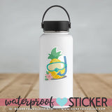 Scuba Pineapple Large Waterproof Sticker - Dorky Doodles