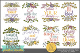 Inspirational Floral Sayings Clipart Bundle