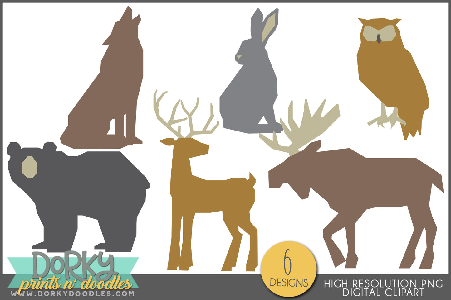 Back Wood Animal Designs - Simple Elegant Animals Clipart