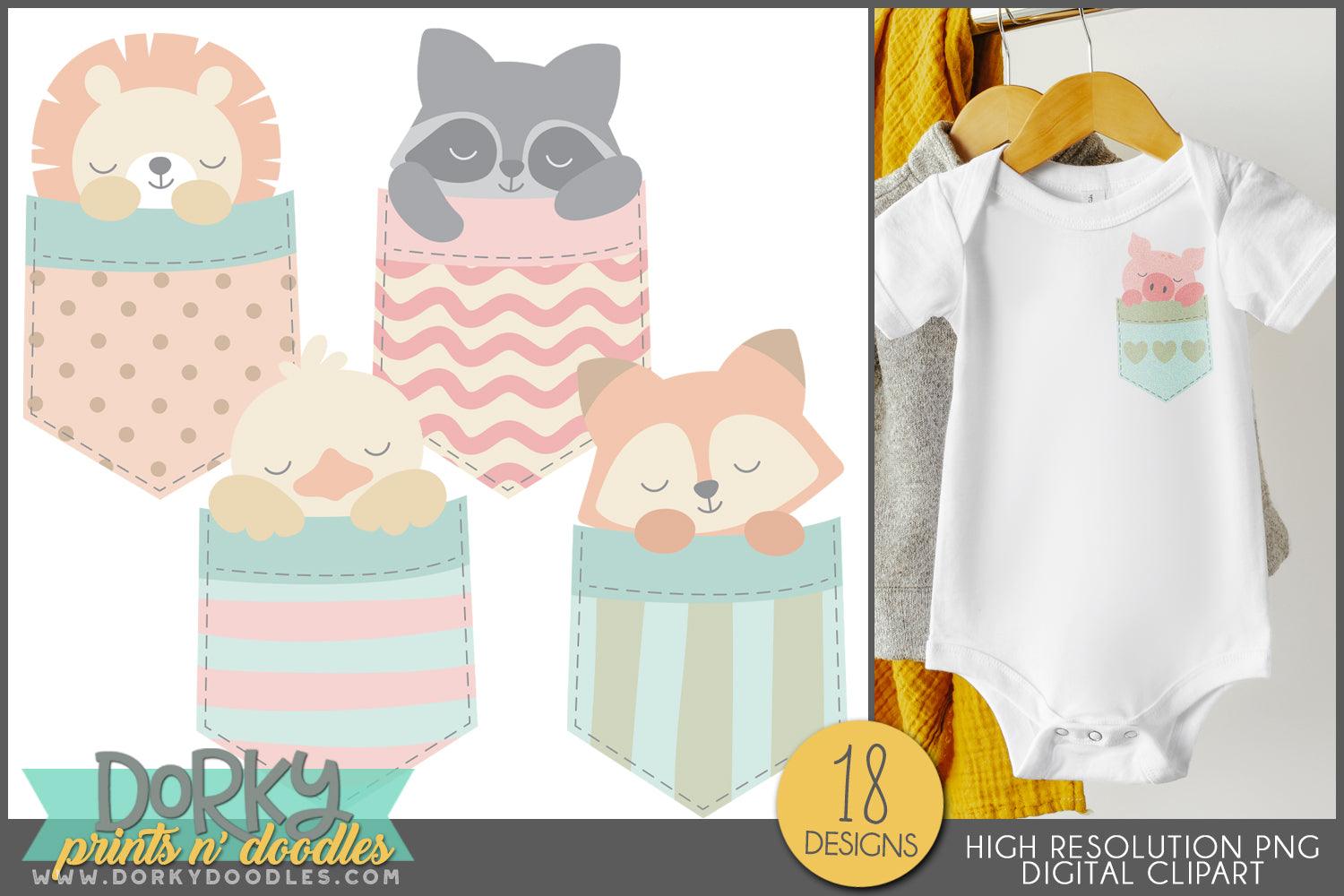 Sleeping Baby Pocket Animals Clipart - Dorky Doodles