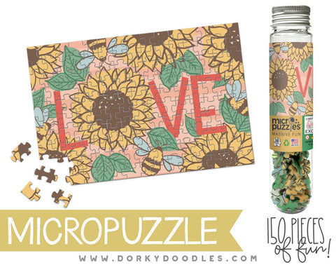 Sunflower Love Micro Puzzle - Small 4x6 Inch Micropuzzle Gift - Dorky Doodles