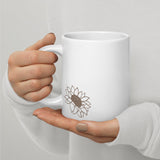 Sunflower Radiance: White Glossy Mug for Bright Days - Dorky Doodles