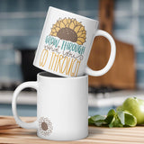 Sunflower Radiance: White Glossy Mug for Brighter Days - Dorky Doodles