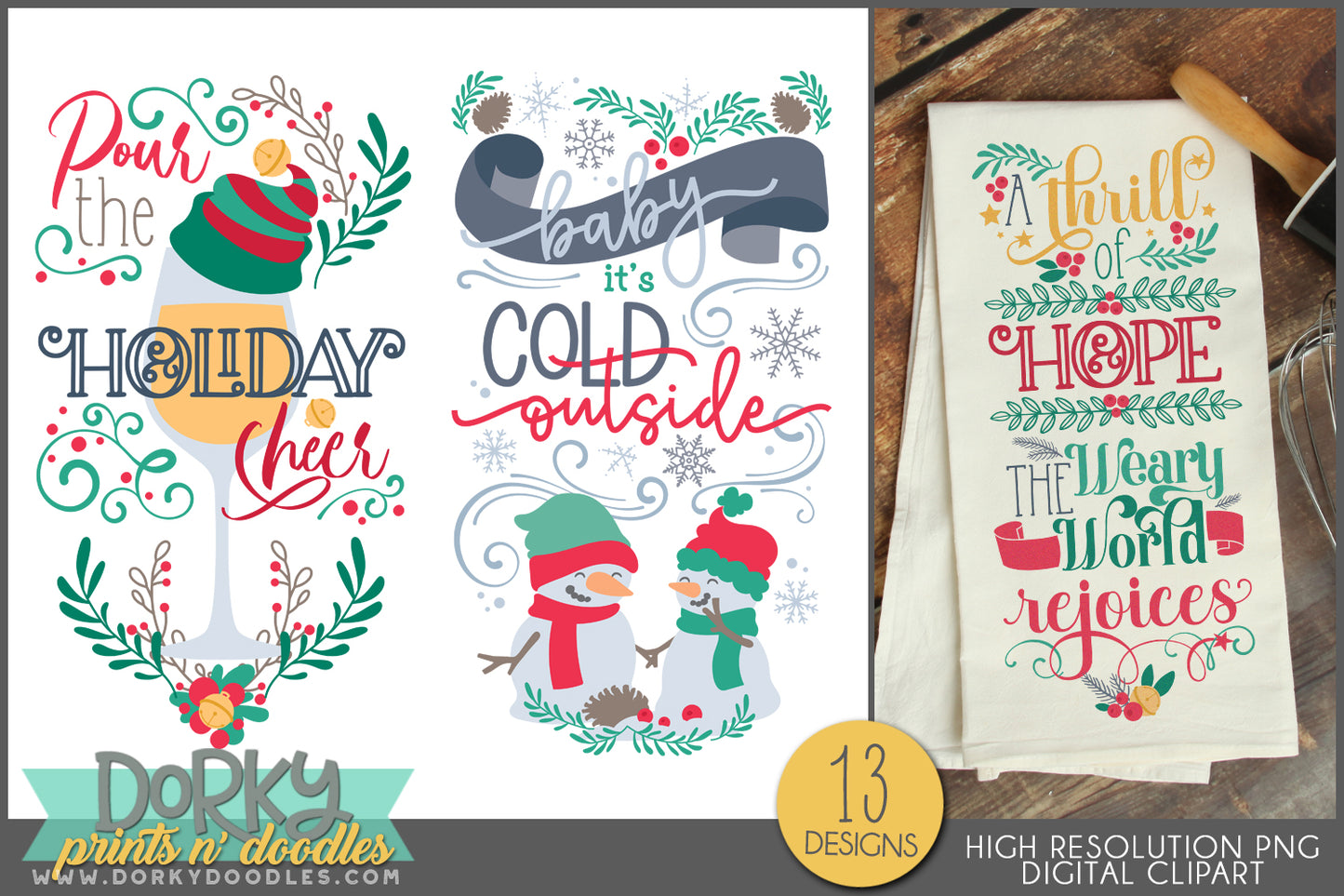 Tall Holiday Designs - Whimsical Christmas Clipart