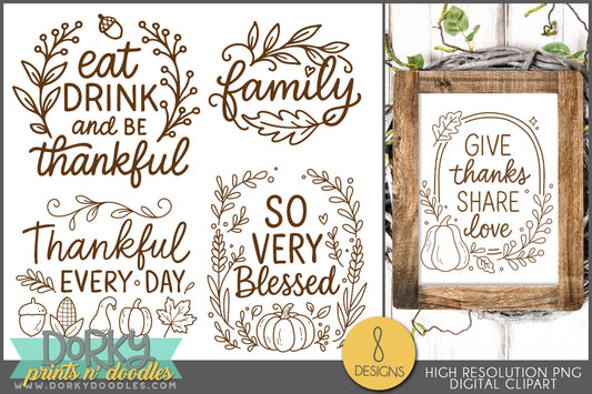 Blessed Grateful Sayings Thanksgiving Clipart