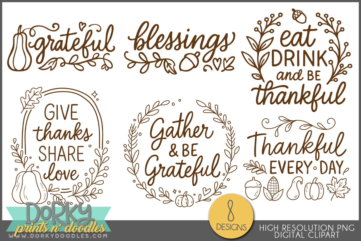 Blessed Grateful Sayings Thanksgiving Clipart