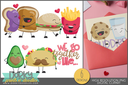 Food Pairs Valentine Clipart