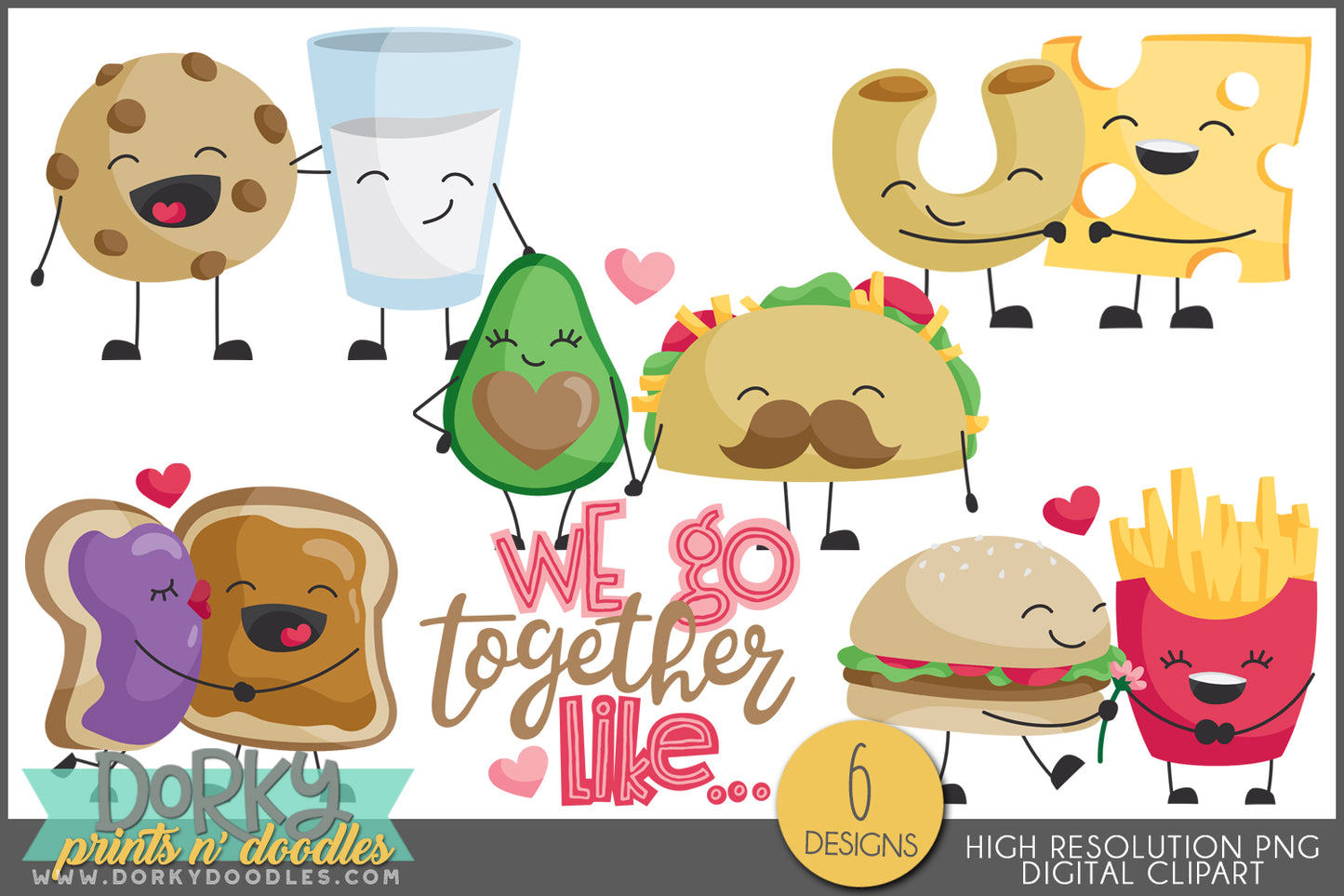 Food Pairs Valentine Clipart