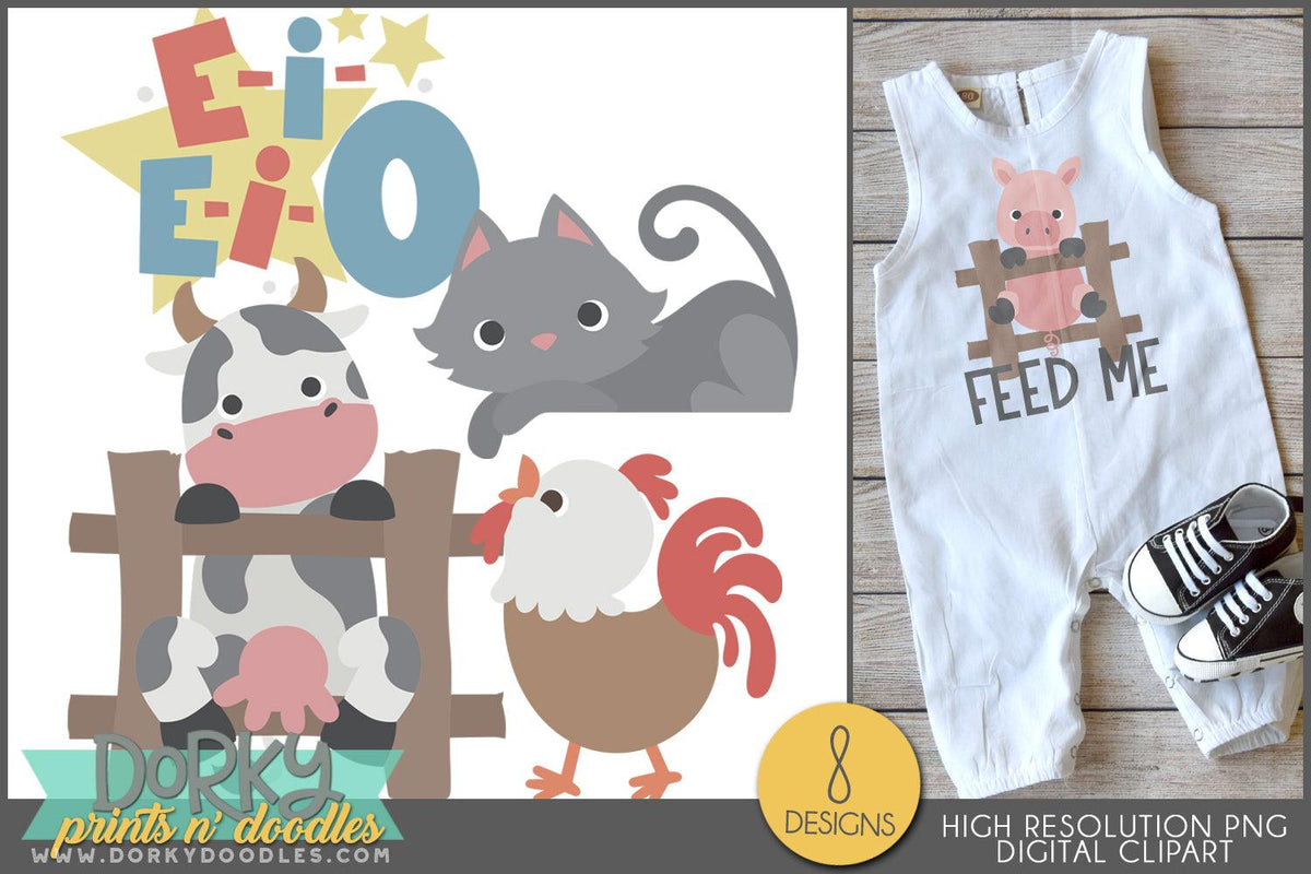 Whimsical and Silly Farm Animals Clipart – Dorky Doodles
