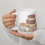 Whimsical Cake and Cookie Inspired White Glossy Mug - Dorky Doodles