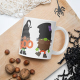 Whimsical Halloween Gnomes: White Glossy Mug for Spooky Fun - Dorky Doodles