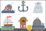 Whimsical Nautical Arctic Animals Clipart - Dorky Doodles