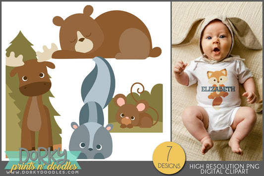 Whimsical Woodland Animals Clipart - Dorky Doodles