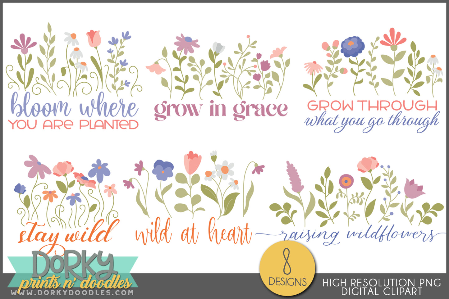 Inspirational Wildflower Sayings Clipart