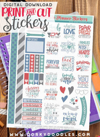 Adoption Print and Cut Planner Stickers