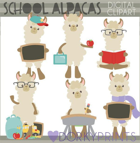 Alpaca Back to School Clipart