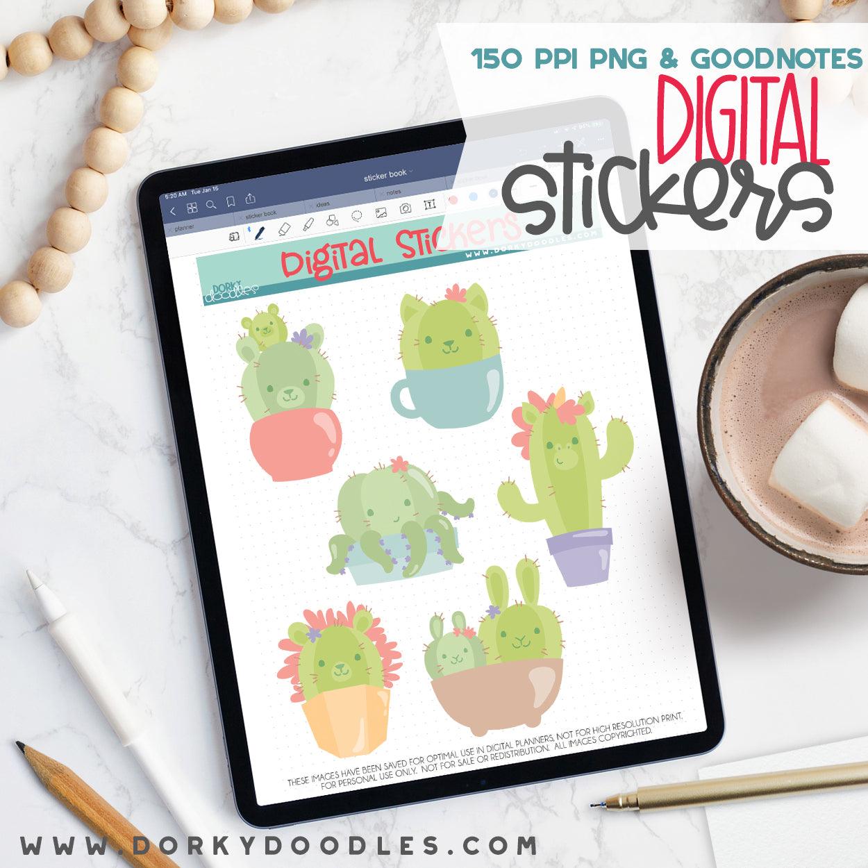 Animal Cactus Digital Planner Stickers