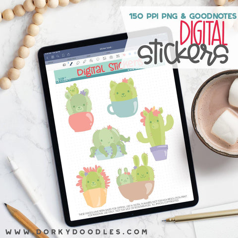Animal Cactus Digital Planner Stickers