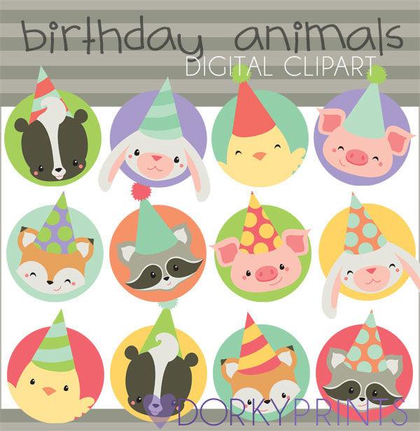 Animal Circles Birthday Clipart