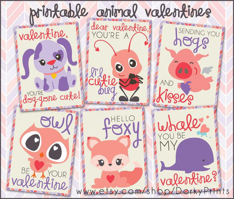 Animal Valentine Cards Holiday Printables