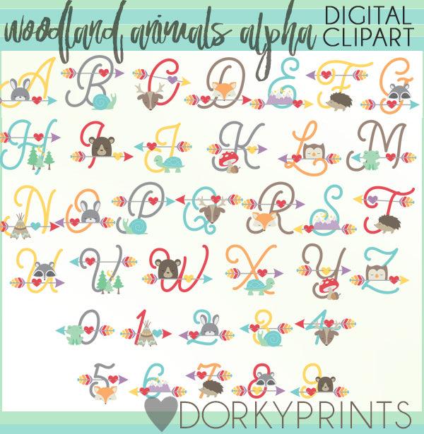 Animals and Arrows Alphabet Clipart