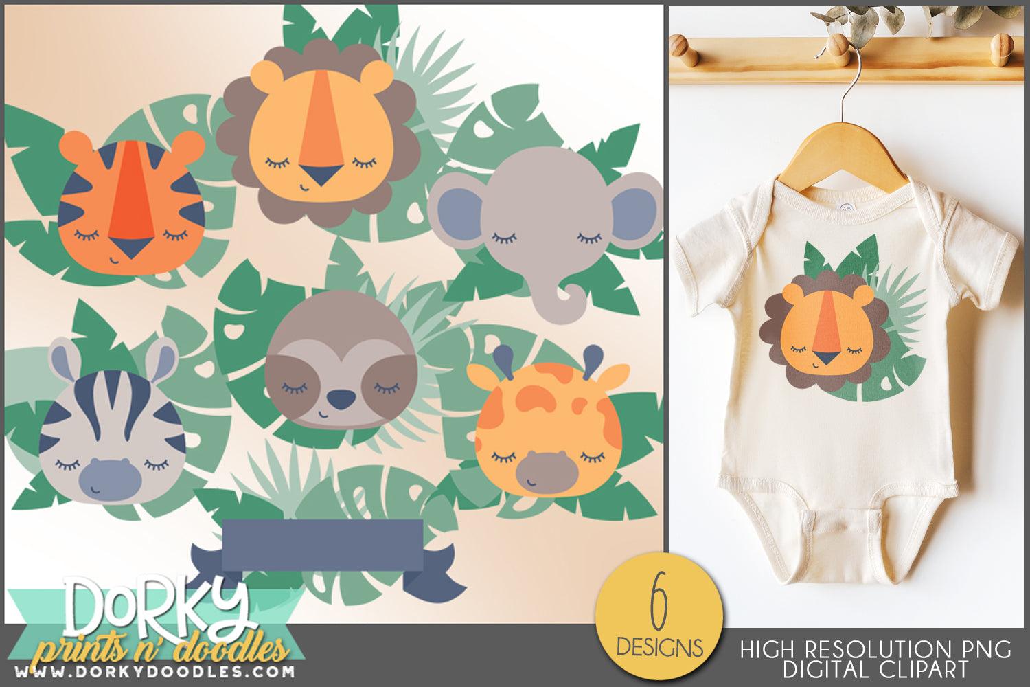 Baby Faces Jungle Animals Clipart - Dorky Doodles