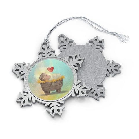 Baby Jesus Pewter Snowflake Ornament
