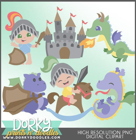 Baby Knights and Dragons Character Clipart