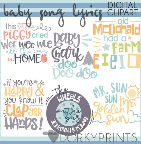 Baby Song Lyrics Wordart Clipart