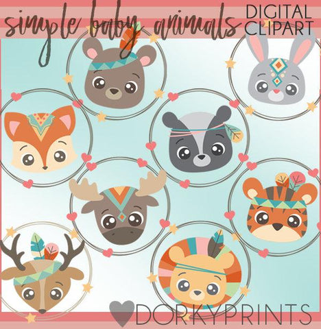 Baby Tribal Animals Clipart